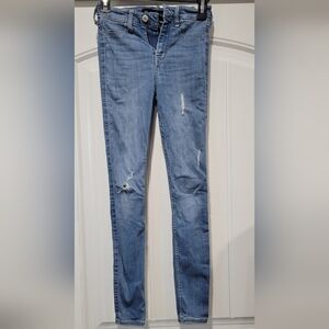 Hollister Light Blue Distressed Super Skinny Jeans